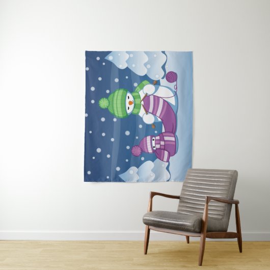 Craeth Snowman Knitting Scarf Wandkleed (In situ)