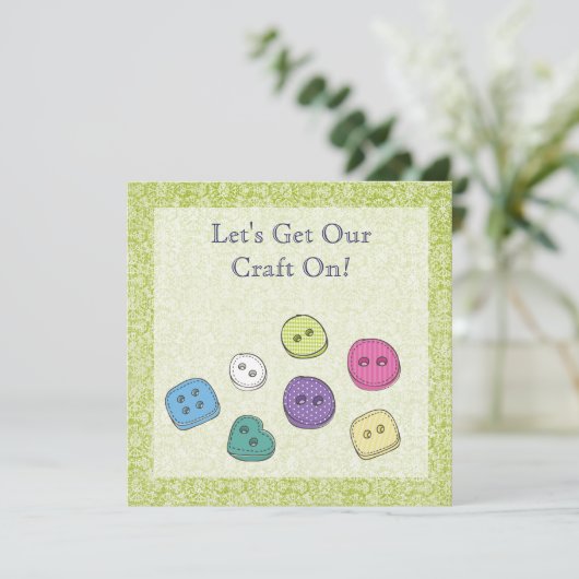 Craft Art Scrapbook Party Buttonnen uitnodigen Kaart (Staand voorkant)