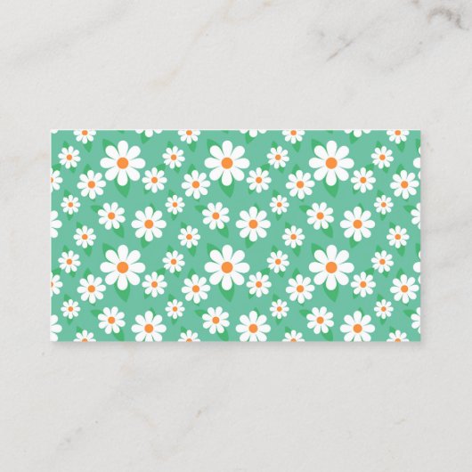 Craft Artist Elegant Green and White Daisy Visitekaartje (Achterkant)