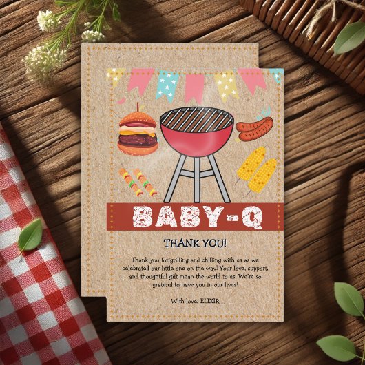 Craft Baby Q Grill Baby shower Bedankkaart