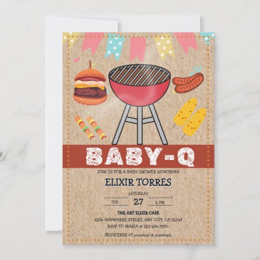 Craft Baby Q Grill Baby shower Kaart (Voorkant)