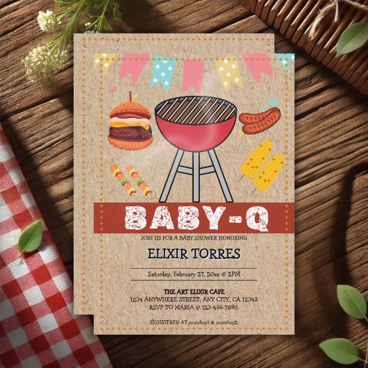 Craft Baby Q Grill Baby shower Kaart