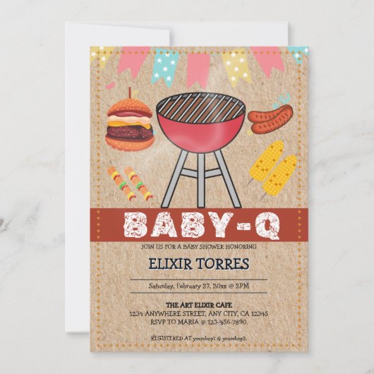 Craft Baby Q Grill Baby shower Kaart (Voorkant)