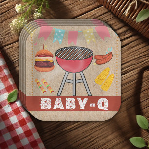 Craft Baby Q Grill Baby shower Papieren Bordje