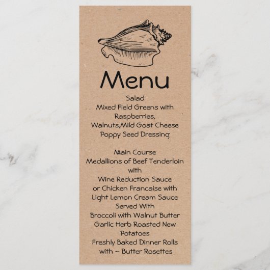 Craft Beach Theme Skinny Weddenstabel Menu (Voorkant)