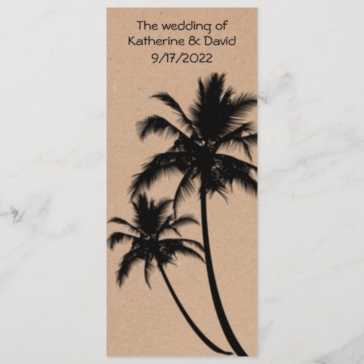 Craft Beach Theme Skinny Weddenstabel Menu (Achterkant)