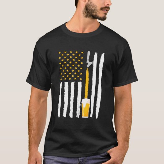 Craft Beer American Flag Usa 4Th July Brewery T-shirt (Voorkant)