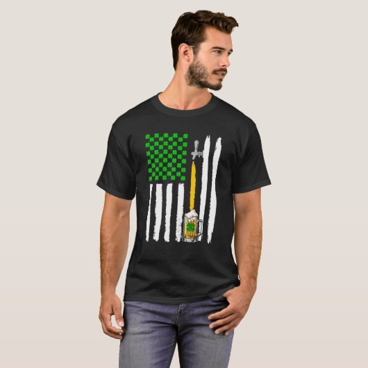 Craft Beer American Flag USA, Funny St Patrick's T-shirt (Voorkant volledig)