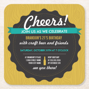 Craft Beer Birthday Onderzetter Invite
