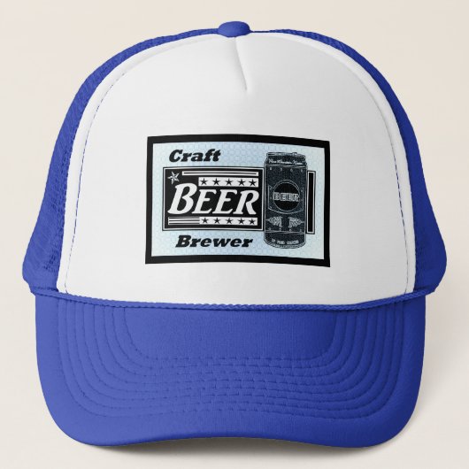 Craft Beer Brewer - Blauw zwart-wit-poppen Trucker Pet (Voorkant)