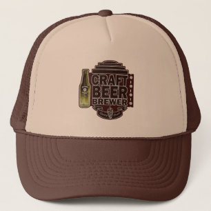 Craft Beer Brewer - Bruin Hout-Grain Logo Trucker Pet