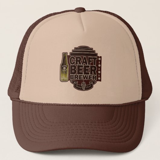Craft Beer Brewer - Bruin Hout-Grain Logo Trucker Pet (Voorkant)