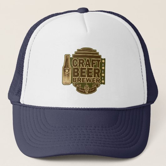 Craft Beer Brewer - Green Wood Grain Kijk Logo Trucker Pet (Voorkant)