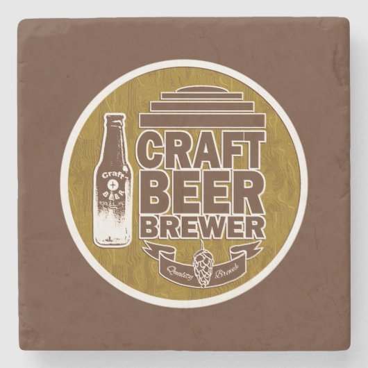 Craft Beer Brewer Stenen Onderzetter (Voorkant)