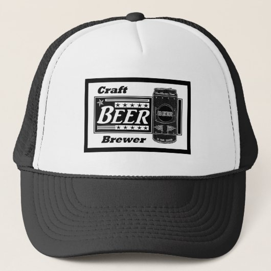Craft Beer Brewer - Zwart-wit kan met sterren Trucker Pet (Voorkant)