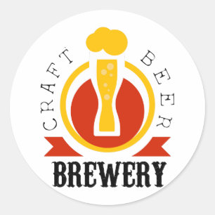 Craft Beer Brewery Logo Design Sjabloon Ronde Sticker