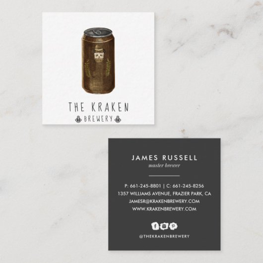 Craft Beer Cider Skull Sketch Square Visitekaartje (Voorkant / Achterkant)