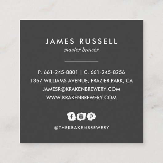 Craft Beer Cider Skull Sketch Square Visitekaartje (Achterkant)