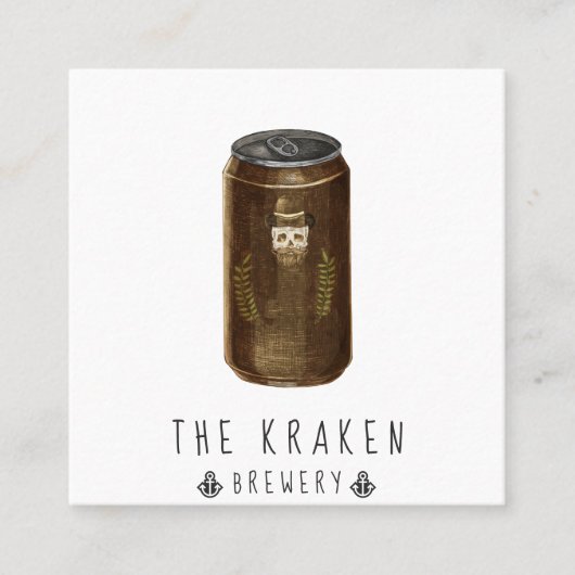 Craft Beer Cider Skull Sketch Square Visitekaartje (Voorkant)