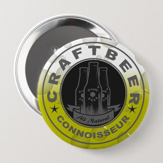 Craft Beer Connoisseur Bubble Yellow Ronde Button 4,0 Cm (Voorkant /achterkant)