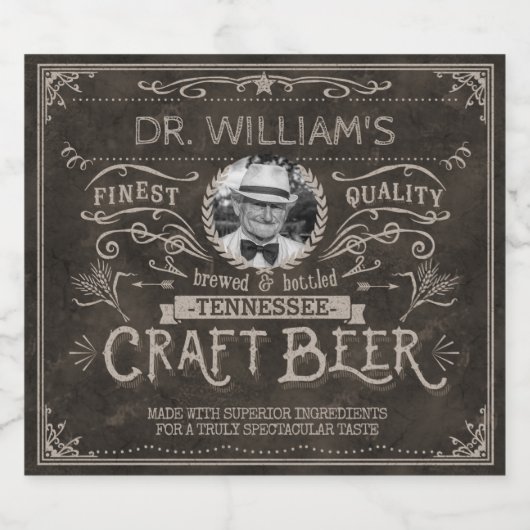  Craft Beer Custom Brewer Foto Name Brown Bier Etiket (Enkel label)