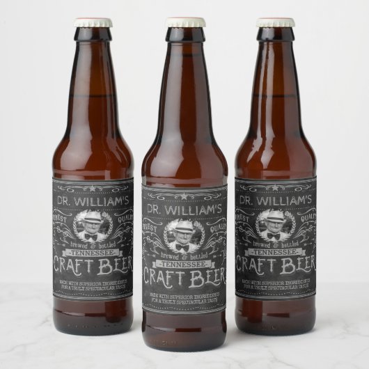  Craft Beer Custom Brewer Foto Name Gray Bier Etiket (Flessen)