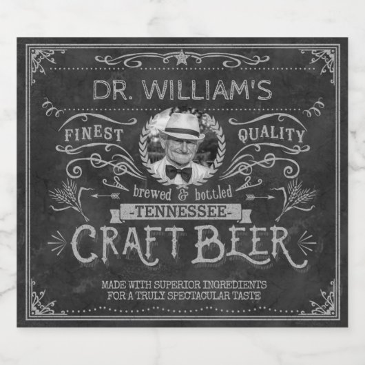 Craft Beer Custom Brewer Foto Name Gray Bier Etiket (Enkel label)