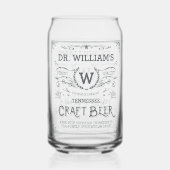 Craft Beer Custom Naam en Monogram  Look Blikvorm Glas (Achterkant)