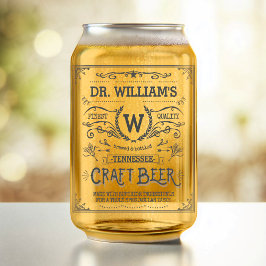 Craft Beer Custom Naam en Monogram  Look Blikvorm Glas