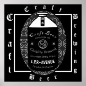 Craft Beer - Growler Black & White Oval Design Poster (Voorkant)