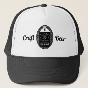 Craft Beer - Growler Black & White Oval Design Trucker Pet