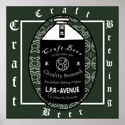 Craft Beer - Growler Green & White Oval Design Poster (Voorkant)