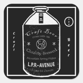 Craft Beer - Growler Jug Black & White Vierkante Sticker