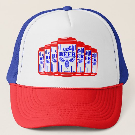 Craft Beer kan rood wit en blauw multi Trucker Pet (Voorkant)