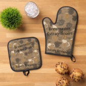 Craft Beer Lover's Gepersonaliseerde Gift Ovenwant & Pannenlap Set (Top down)