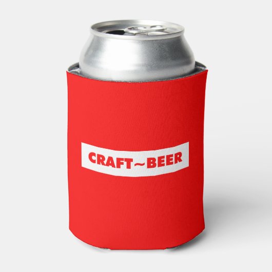 CRAFT~BEER op rood Blikjeskoeler (Blikje Voorkant)