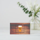 Craft Beer Rustic Wood Square Element Monogram Visitekaartje (Staand voorkant)