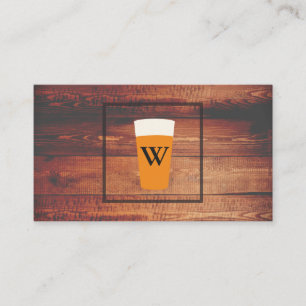 Craft Beer Rustic Wood Square Element Monogram Visitekaartje
