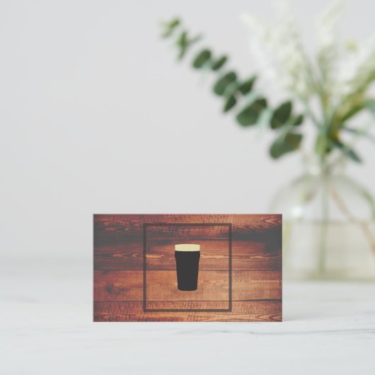 Craft Beer Rustic Wood Square Element Visitekaartje (Staand voorkant)