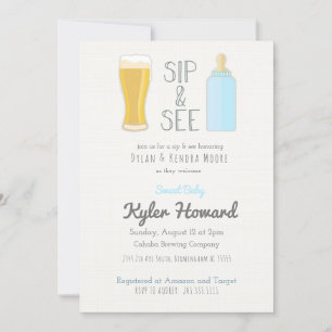 Craft Beer Sip & See Baby Boy Shower Invitation Kaart