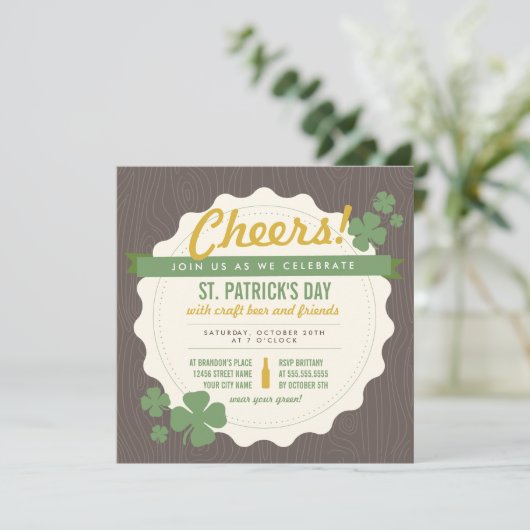 Craft Beer St. Patrick's Day Invite Kaart (Staand voorkant)