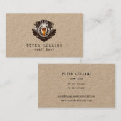 Craft bier rustiek crest kraft papier visitekaartje (Voorkant / Achterkant)
