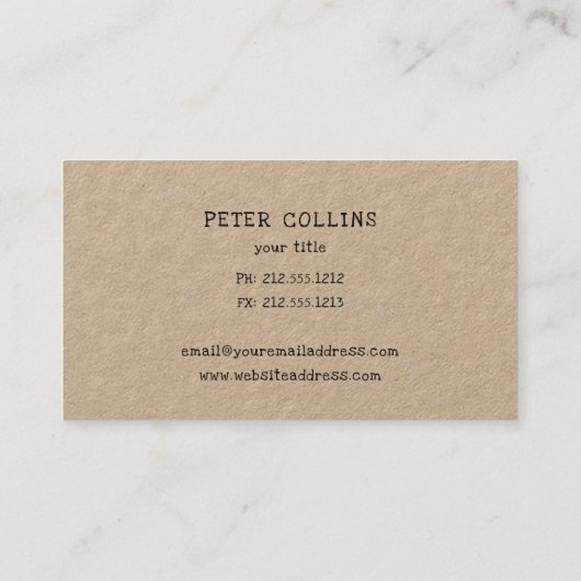 Craft bier rustiek crest kraft papier visitekaartje (Achterkant)