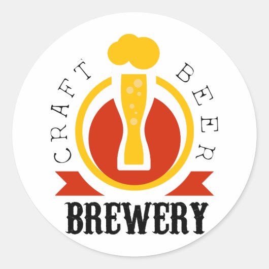 Craft Bierbrouwerij Logo Design Sjabloon Ronde Sticker (Voorkant)