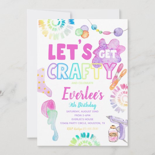 Craft Birthday Party Invitation | Craft Party Kaart (Voorkant)