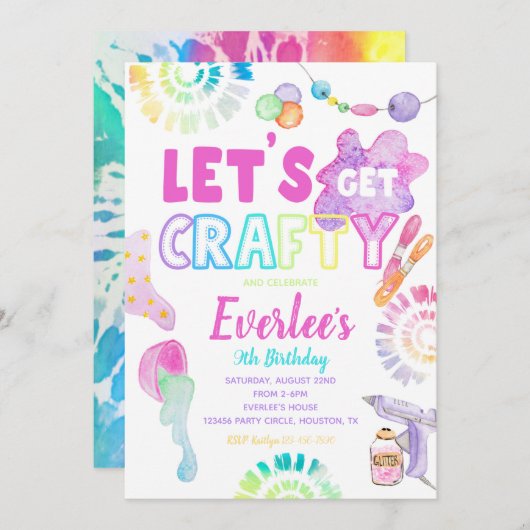 Craft Birthday Party Invitation | Craft Party Kaart (Voorkant / Achterkant)