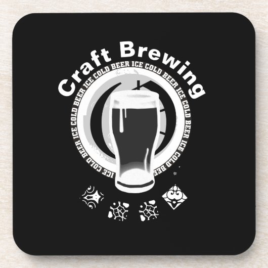 Craft Brewing, zwart & wit 2 Bier Onderzetter (Voorkant)