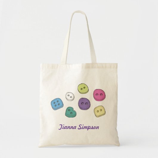 Craft Buttonnen Naaien Gepersonaliseerde Naam Bag Tote Bag (Voorkant)
