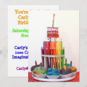 "Craft Cake" Birthday Party Invitation Kaart (Voorkant / Achterkant)
