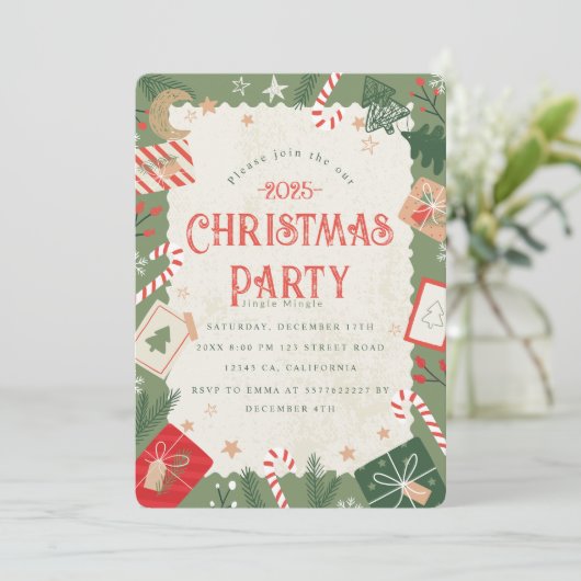 Craft Christmas Party Uitnodiging (Staand voorkant)